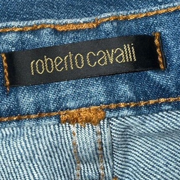 Roberto Cavalli Women's XL Multicolor Western Print Relaxed Jeans bling wide leg - Picture 10 of 13